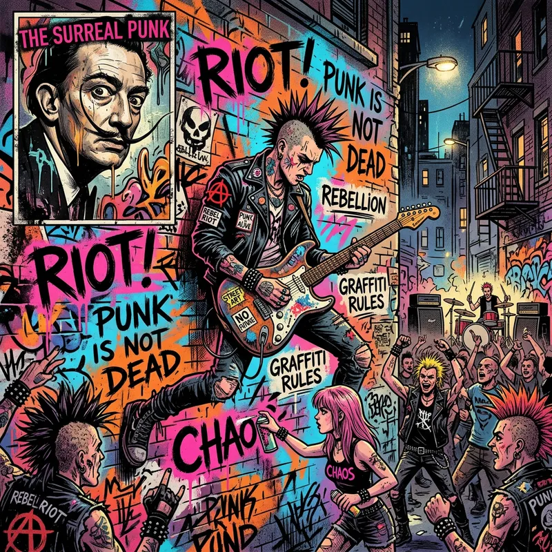 Punk Street Art with Salvador Dali Twist