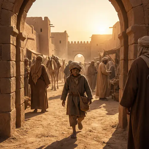 Middle-Eastern Boy at Pre-Islamic City Gate | Historical Scene