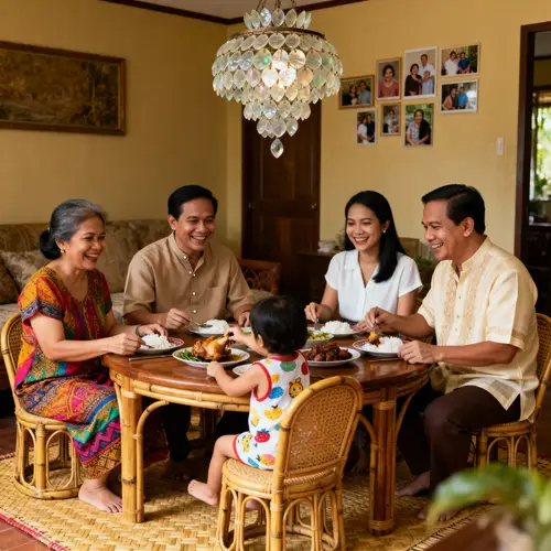 Warm Filipino Family Togetherness in Cultural Setting