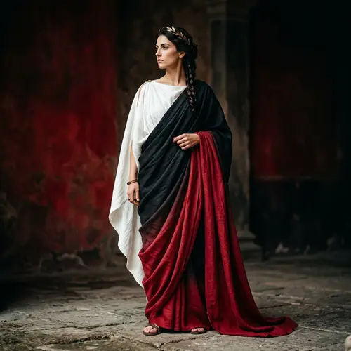 Stunning Gradation Toga: White, Black & Red