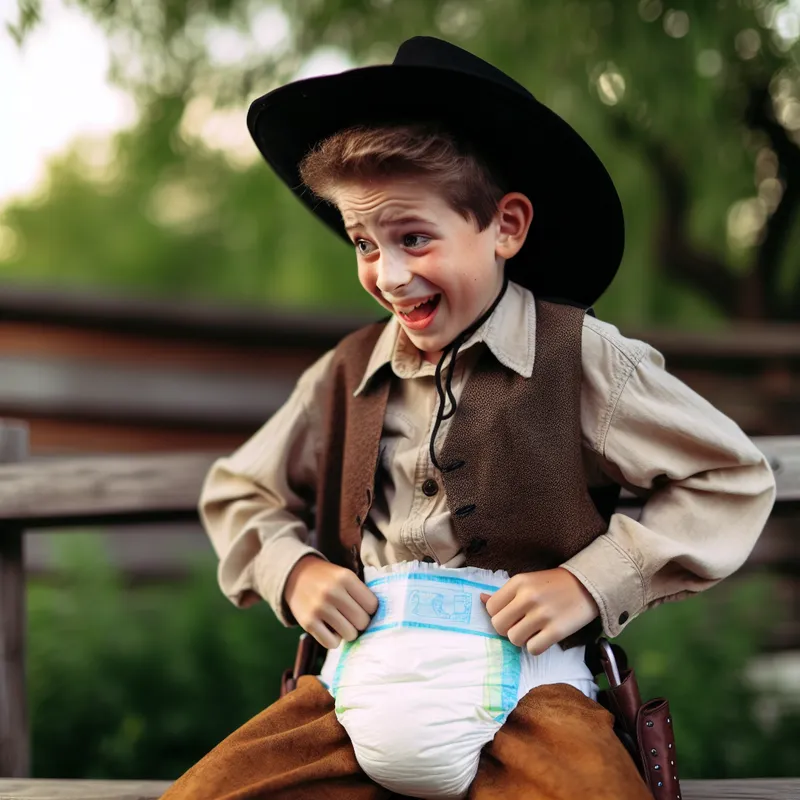 12-Year-Old Boy in Wild West Diaper Comedy