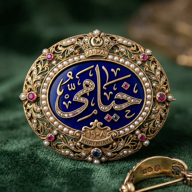Elegant Arabic Calligraphy Brooch | خيميائي Design