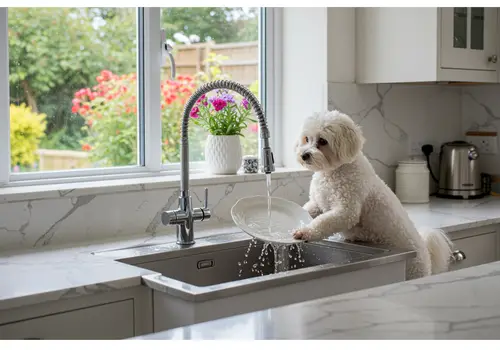 Dog Cleaning Dishes - Cute Pet Moments