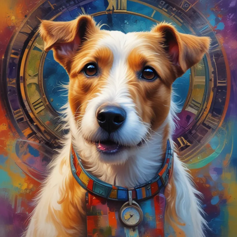 Whimsical Jack Russell Terrier Art - Time & Space Whimsical Jack Russell Terrier Art - Time & Space