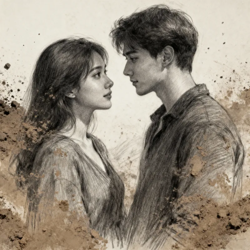 Romantic Graphite Sketch of a Couple