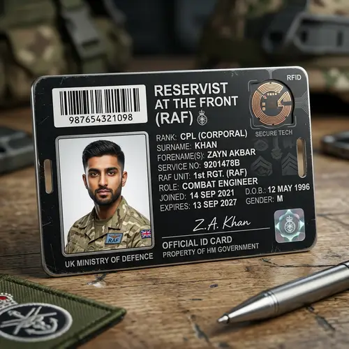 RAF Reservist RFID Identification Card - South Asian Male Reservist