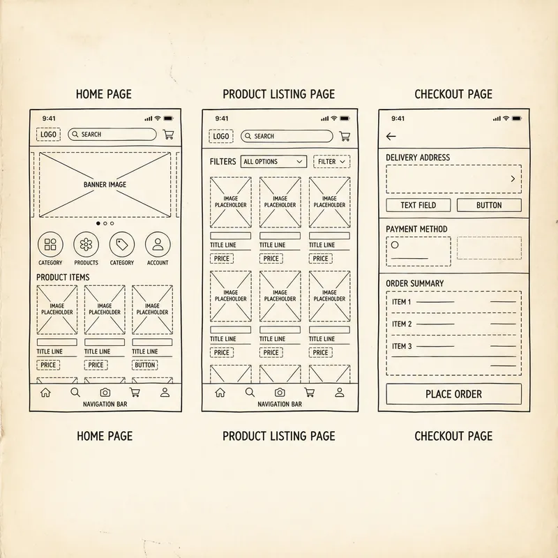 Black and White Design Schemes for Flower Shop App