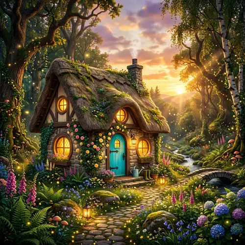 Whimsical Tiny House in a Fairy Tale Setting