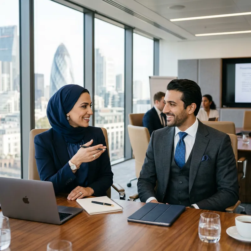 Classy Muslim Boss Lady with Stylish Gentleman Classy Muslim Boss Lady with Stylish Gentleman