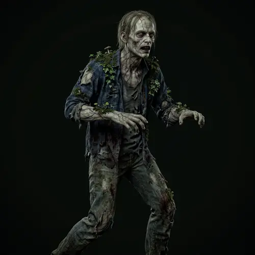 Realistic 3D Skinny Zombie with Green Skin and Veins