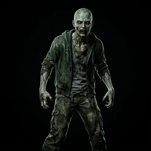 Realistic 3D Zombie with Green Skin and Veins - Thirsty for Blood