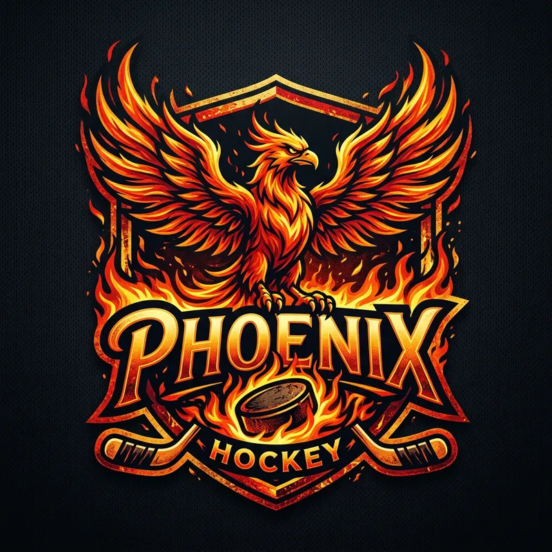 Fiery Phoenix Hockey Team Emblem Design Fiery Phoenix Hockey Team Emblem Design