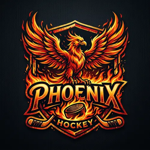 Phoenix Hockey Team Emblem | Fiery Rising Phoenix Design