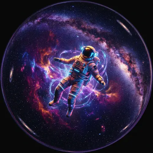 Lone Astronaut in Cosmic Exploration Art