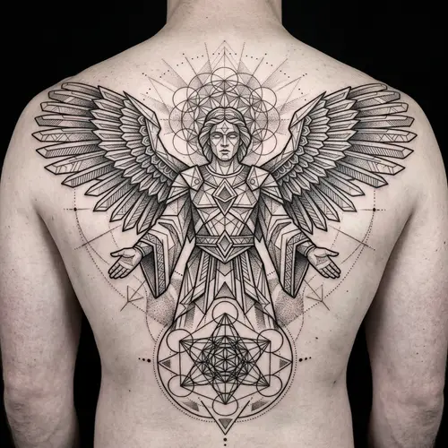 Geometric Archangel Tattoo Design