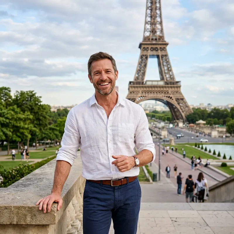 Fit Man at Eiffel Tower: Embracing Healthy Living