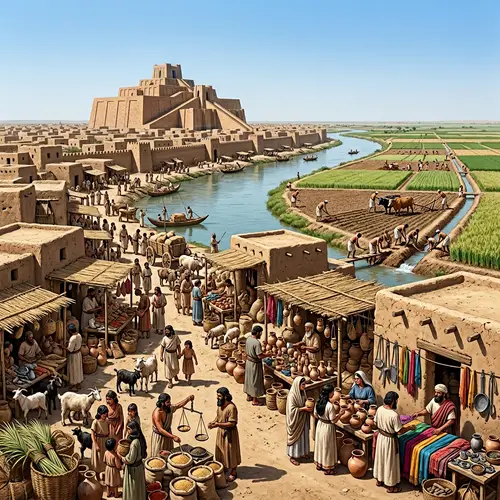 Ancient Sumerian Civilization Marketplace - Trade & Agriculture