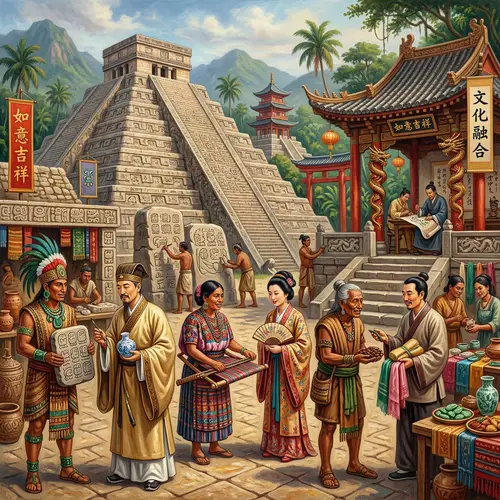 Mayan and Chinese Cultural Fusion Artwork