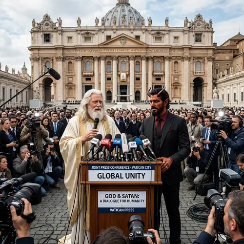 God and Satan Press Conference at the Vatican