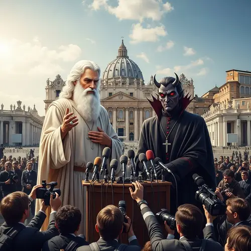 God and Satan Press Conference at the Vatican