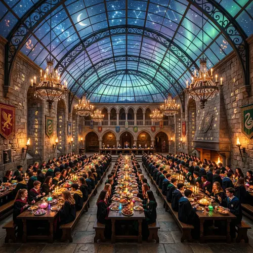 Mythical School of Magic Dining Hall | Enchanting Feasting Atmosphere