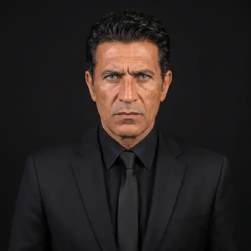 Imposing Middle Eastern Man in Stylish Black Suit | Portrait