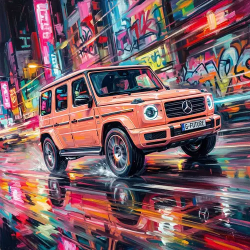 Futuristic Peach Mercedes G-Class in Motion