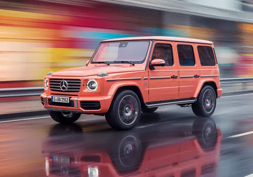 Futuristic Peach Mercedes G-Class in Motion