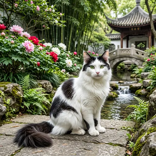 Beautiful Chinese Native Cat with Green Eyes and Silky Fur