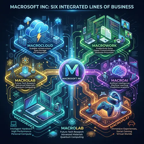 Macrosoft Inc's 6 Lines of Business | Technology Unity Graphic
