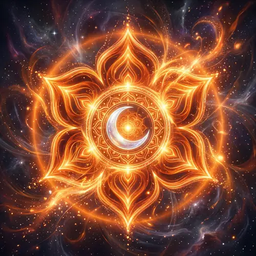 Sacro Chakra: Abstract Representation in Orange with Lotus Flower