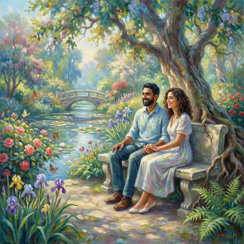 Stable Relationship with South Asian and Hispanic Couple in Botanical Garden
