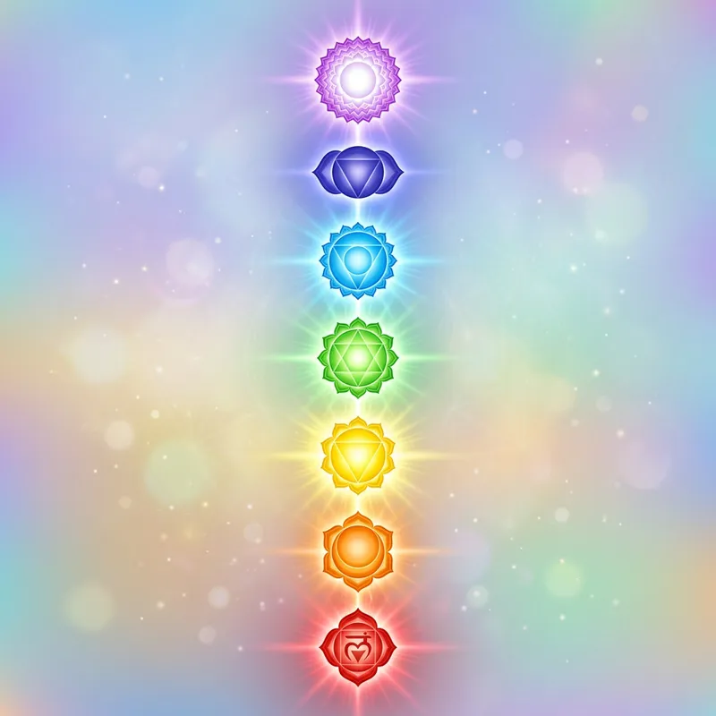 Chakras: Detailed Image with Radiant Lights