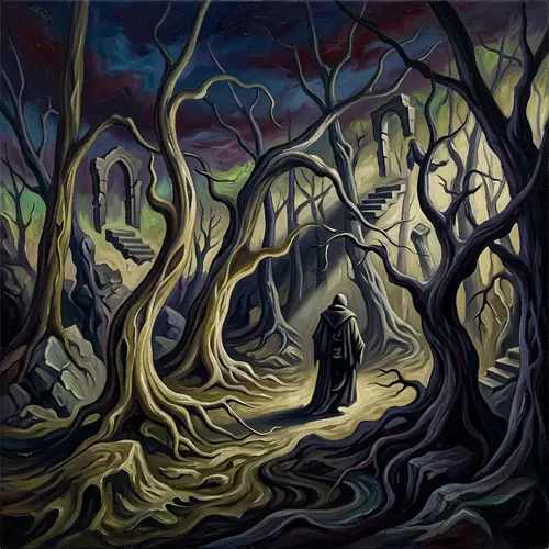 Surrealistic Betrayal: Eerie Forest Scene