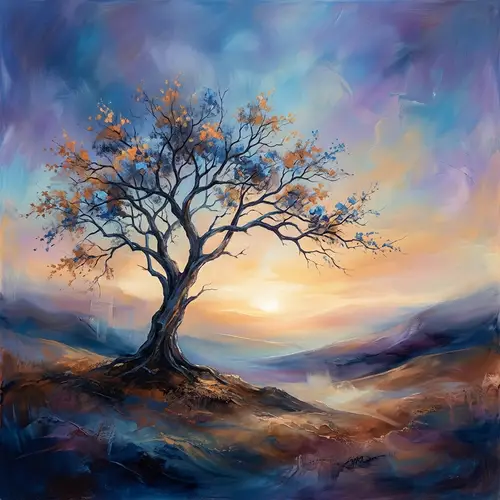 Serenity of Solitude: Abstract Tree Art