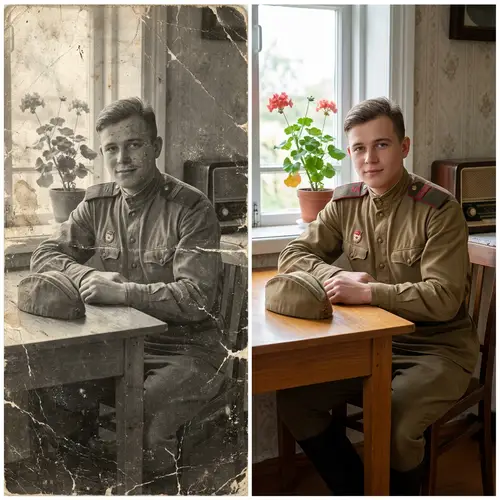 Before and After WWII Photo Restoration