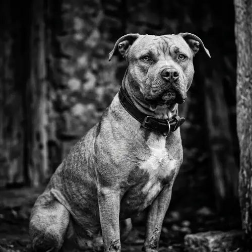 Noble Pit Bull Portrait in Brown and Beige | High Contrast Artwork