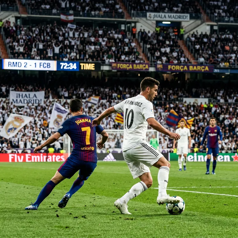 F. Fernandez Real Madrid Player vs Juanma Barcelona Player Action