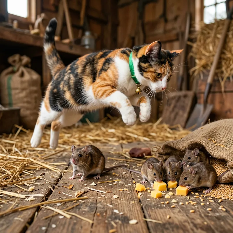 Calico Cat Jumps Over Mouse - Adorable Encounter Calico Cat Jumps Over Mouse - Adorable Encounter