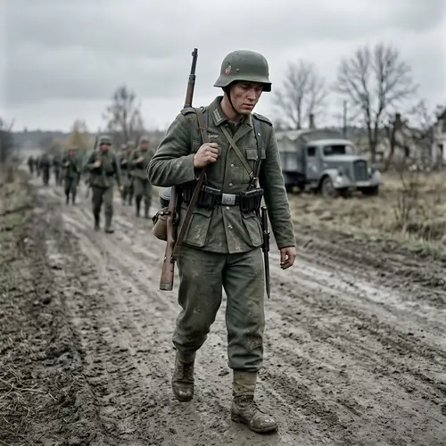 World War 2 German Soldier in Battle Uniform