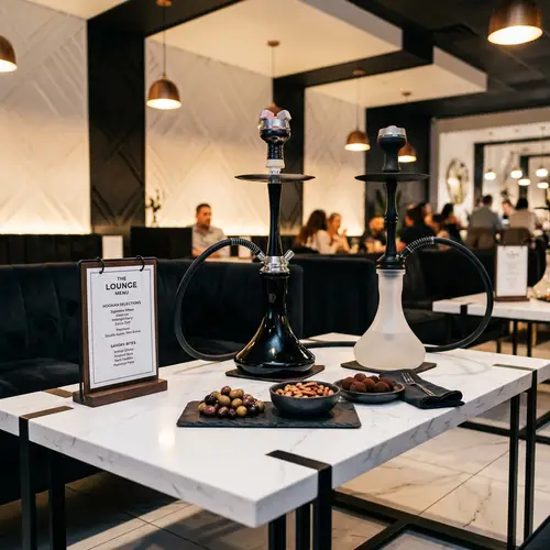 Stylish Hookah Lounge with Elegant Decor | Menu & Snacks