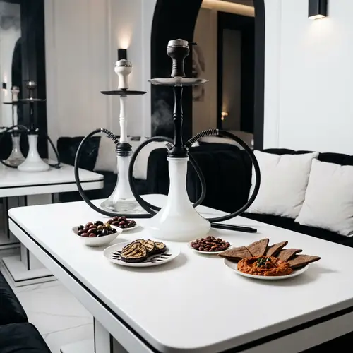 Stylish Hookah Lounge Design with Elegant Table Setup