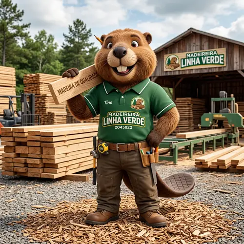 Beaver Mascot Design for Madeireira Linha Verde