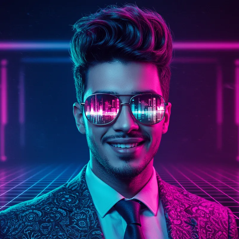 Futuristic Digital Portrait of a Stylish Young Man Futuristic Digital Portrait of a Stylish Young Man