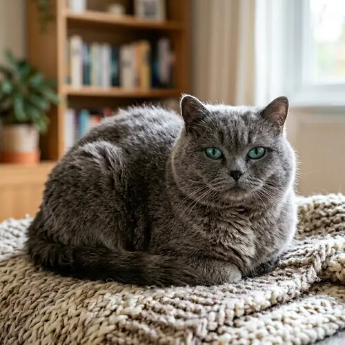 Ultra Fluffy Burmese Cat with Bluish-Green Eyes