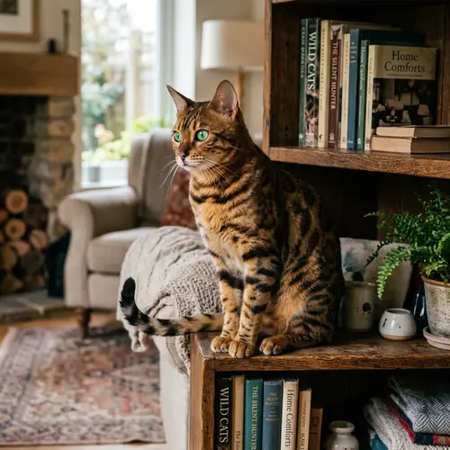 Curious Feline with Vibrant Eyes | Wild Forest-inspired Cat