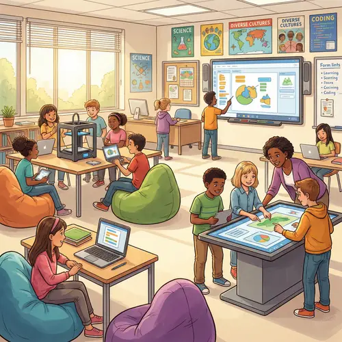 Vibrant 21st-Century Classroom with Diverse Students | Learn Smart