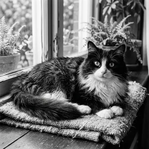 Black and White Cat with Thousands of Hairs