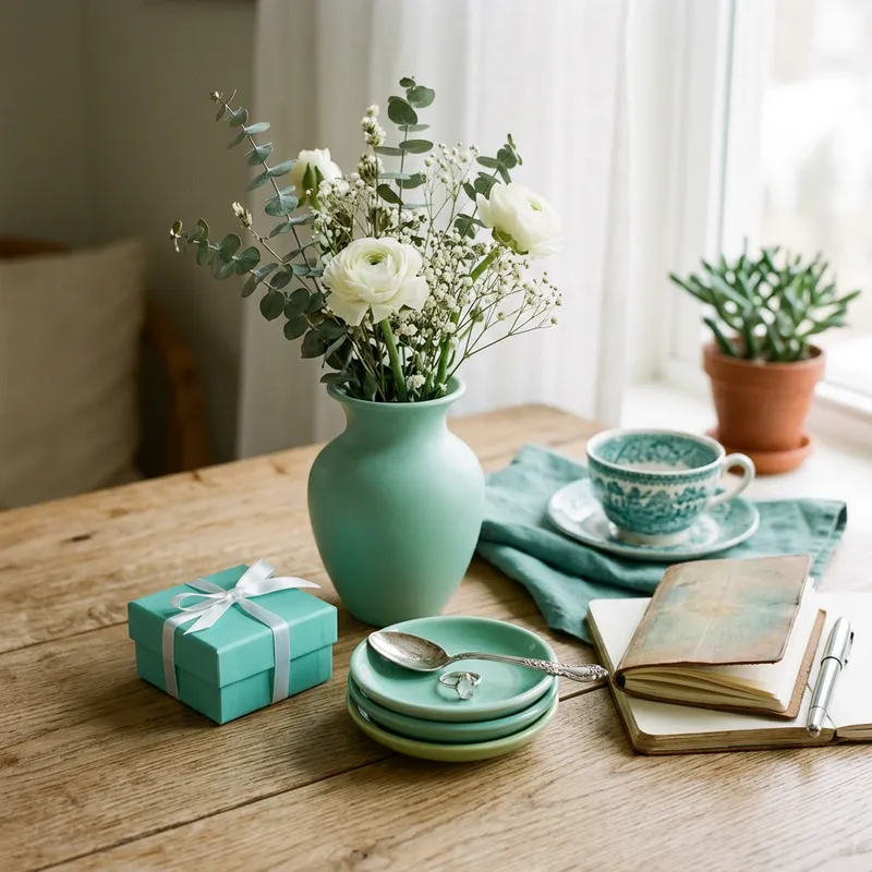 Tiffany Green Color Still Life Composition Tiffany Green Color Still Life Composition