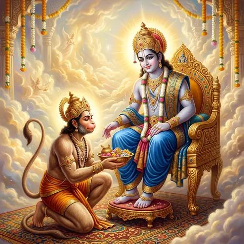 Lord Ram and Hanuman Divine Illustration